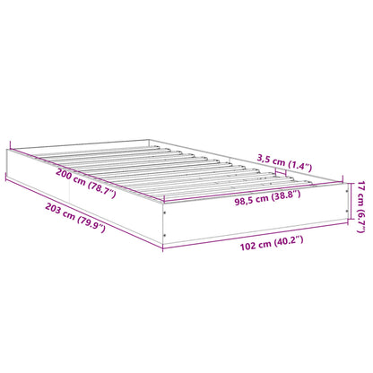 Brown Oak Engineered Wood Bed Frame 100x200 cm (No Mattress)
