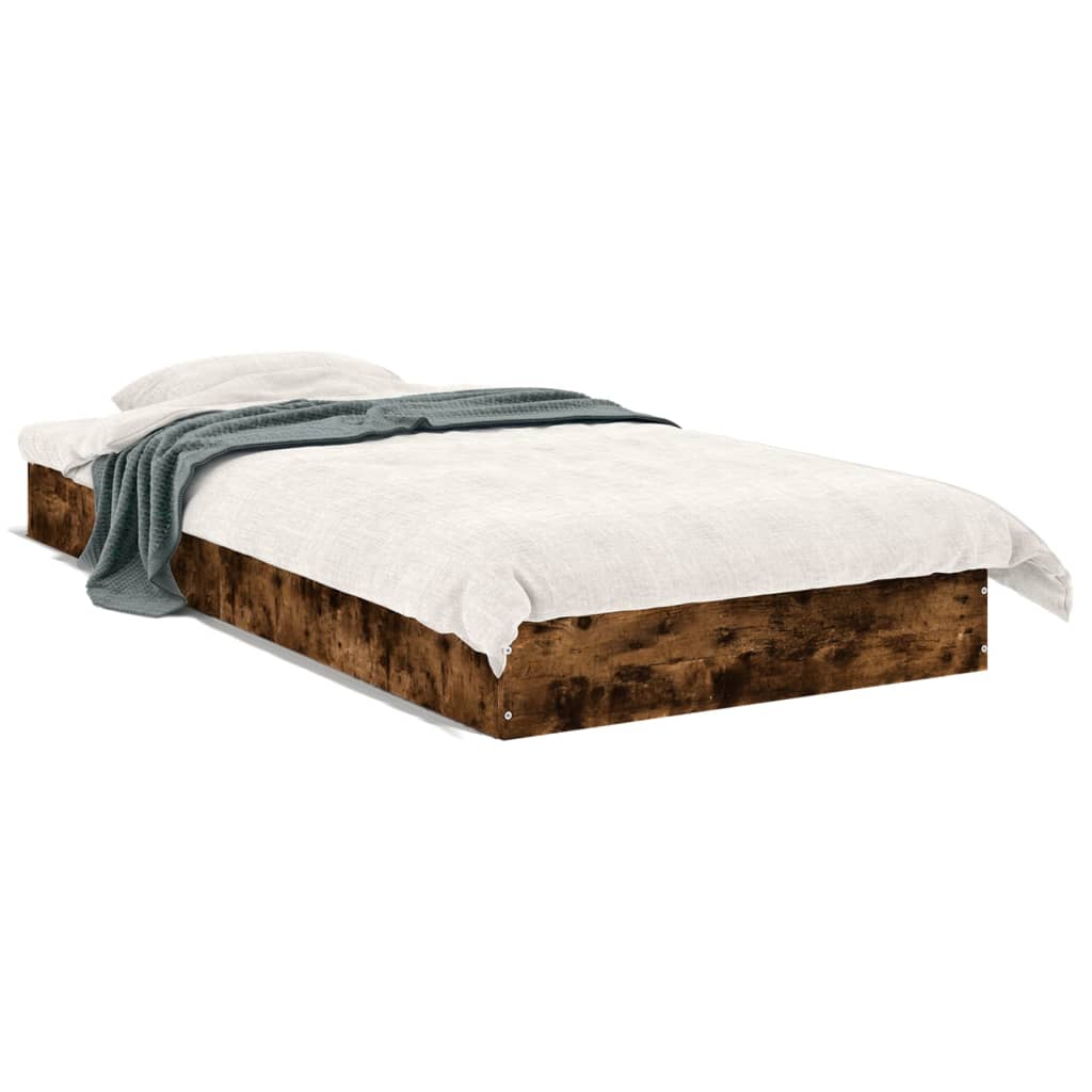 Smoked Oak Engineered Wood Bed Frame 90x200 cm - No Mattress