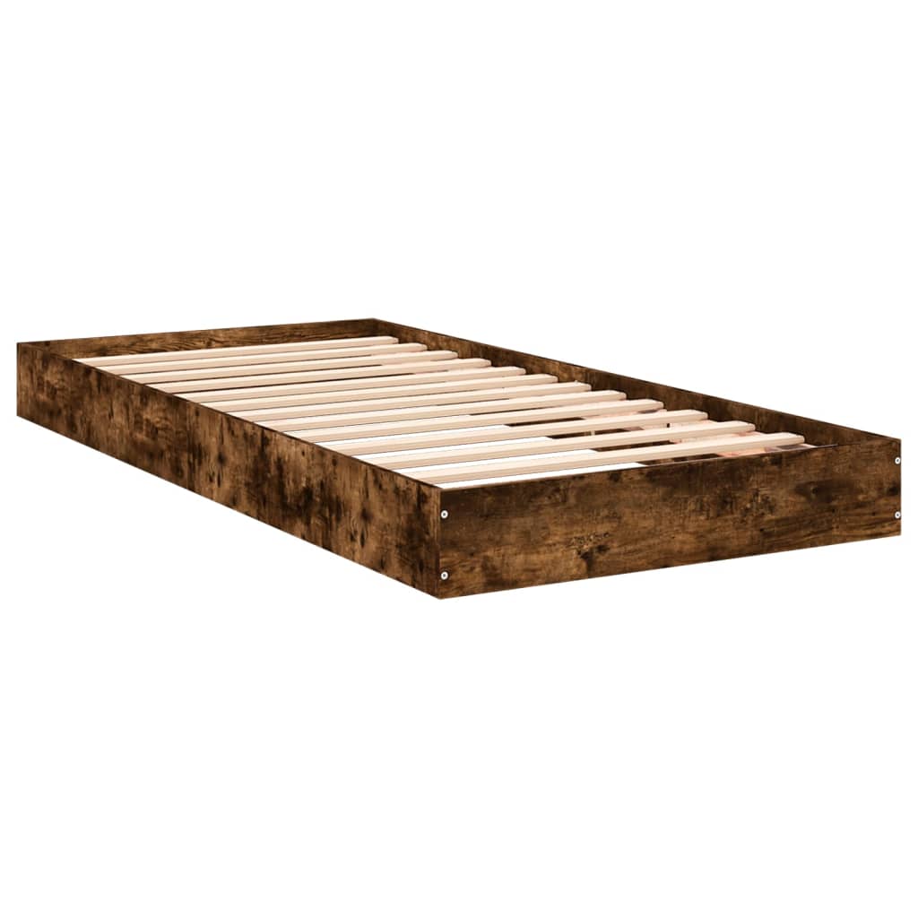Smoked Oak Engineered Wood Bed Frame 90x200 cm - No Mattress