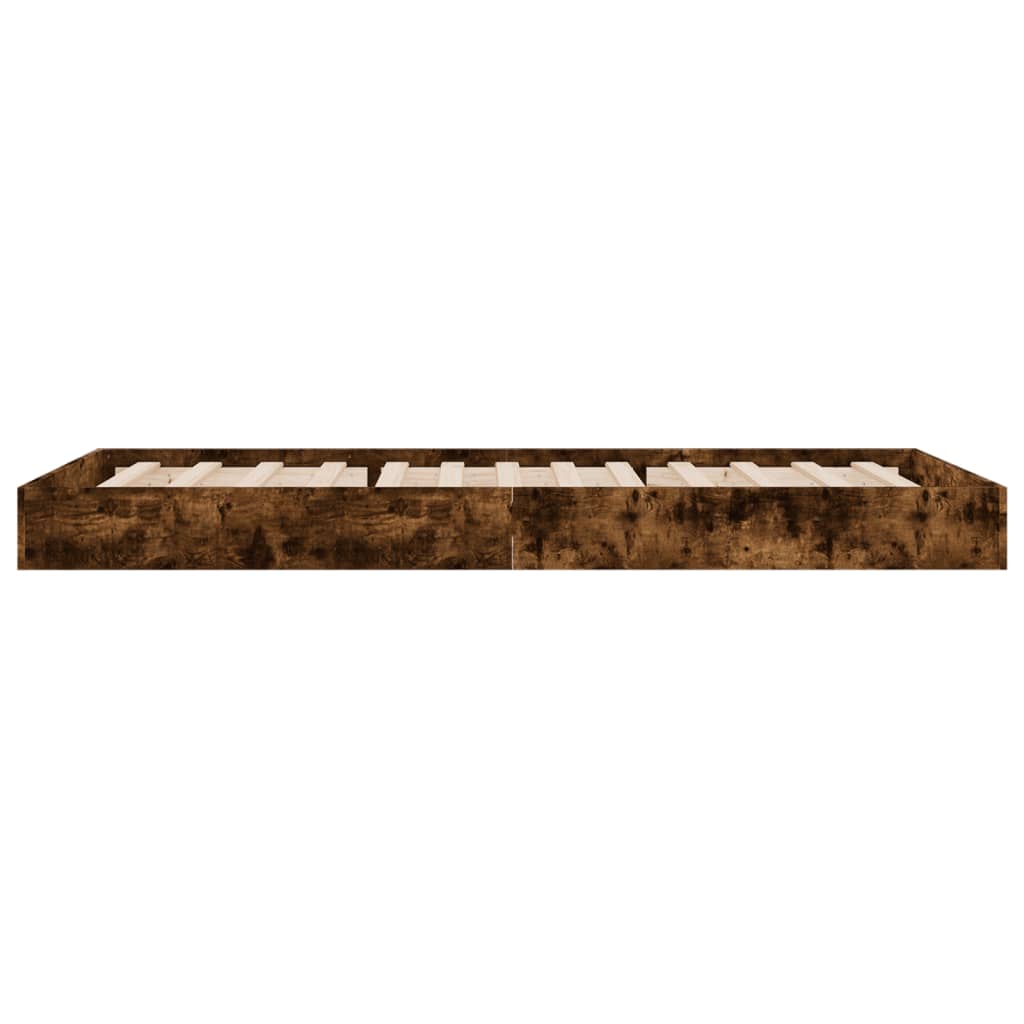 Smoked Oak Engineered Wood Bed Frame 90x200 cm - No Mattress