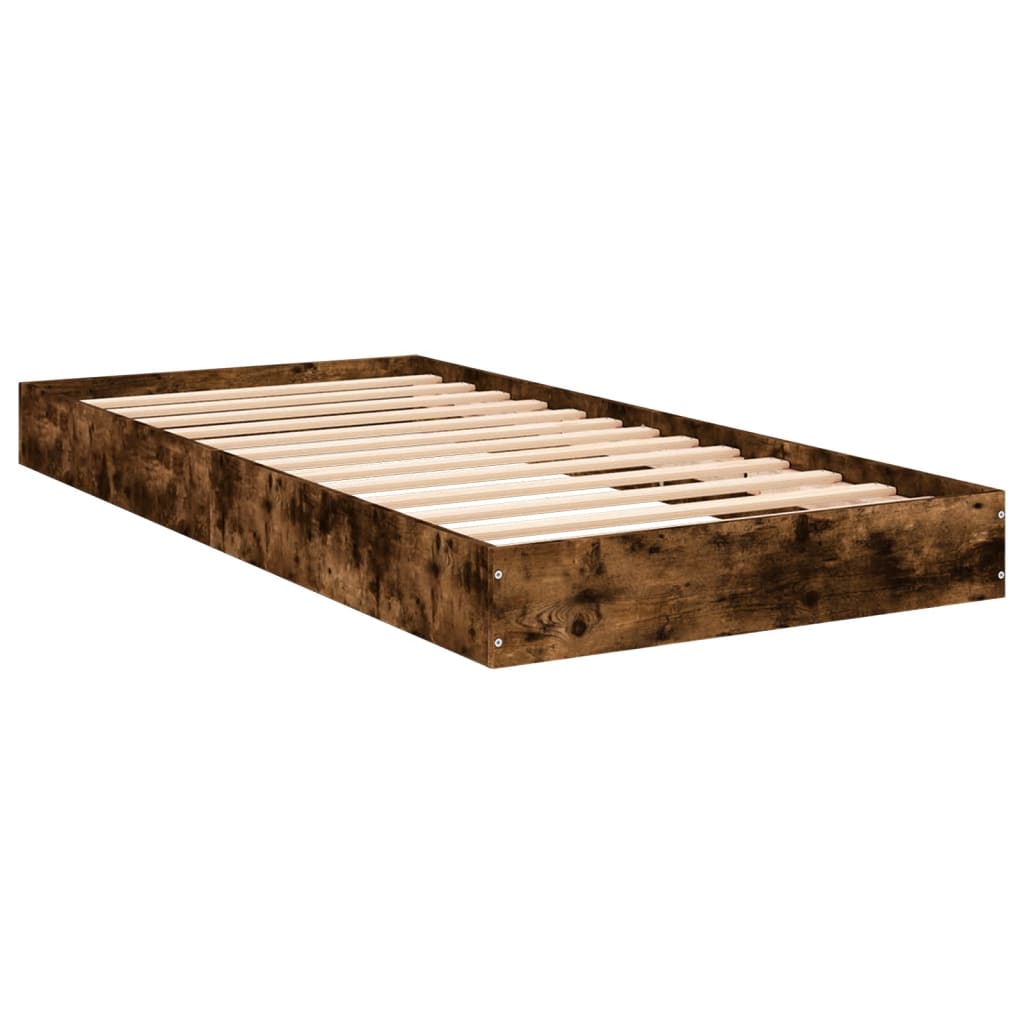 Smoked Oak Engineered Wood Bed Frame 90x200 cm - No Mattress