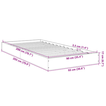 Smoked Oak Engineered Wood Bed Frame 90x200 cm - No Mattress