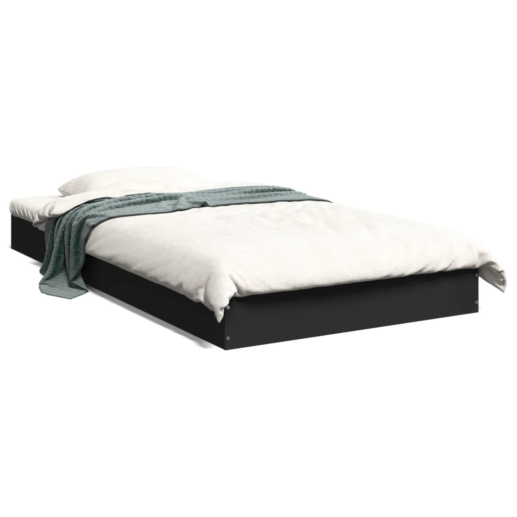 Black Engineered Wood Bed Frame 90x190 cm - Single Size