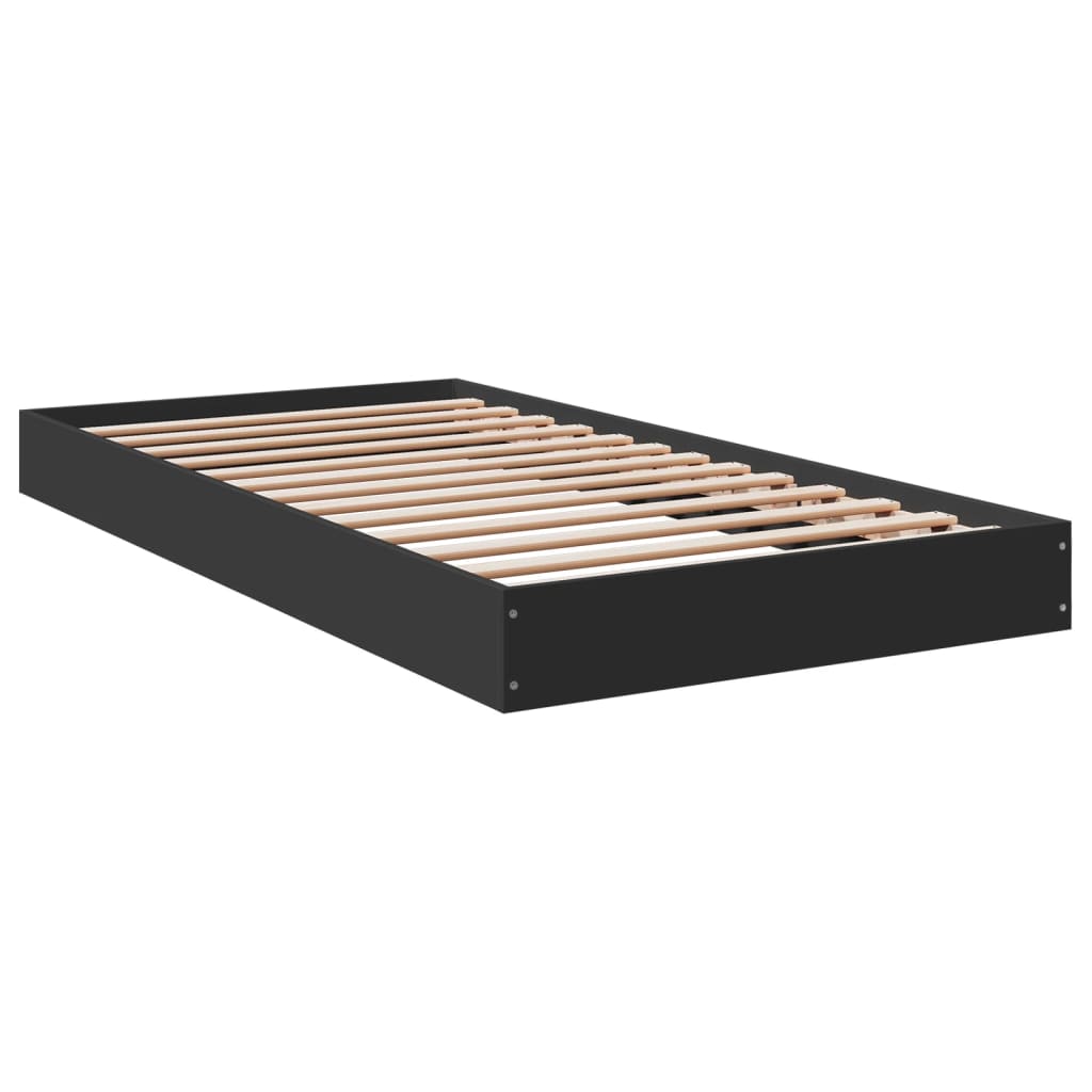 Black Engineered Wood Bed Frame 90x190 cm - Single Size