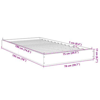 White Engineered Wood Bed Frame 75x190 cm - Small Single Size