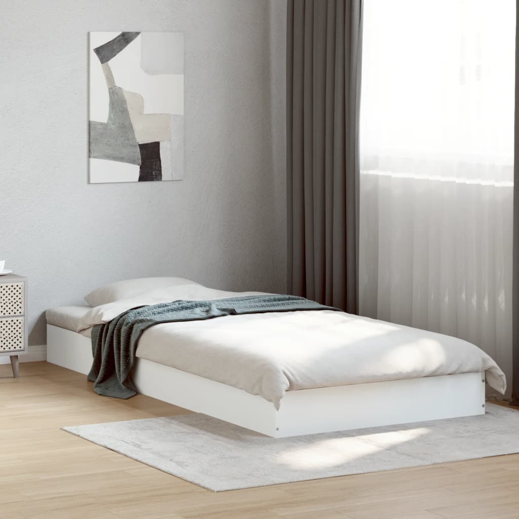 White Engineered Wood Bed Frame 75x190 cm - Small Single Size