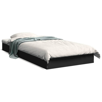 Compact Black Engineered Wood Bed Frame 75x190 cm - No Mattress