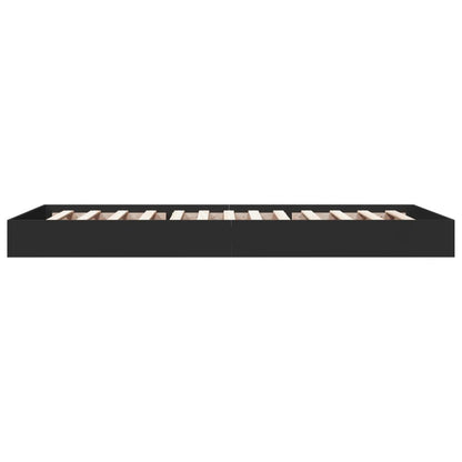 Compact Black Engineered Wood Bed Frame 75x190 cm - No Mattress