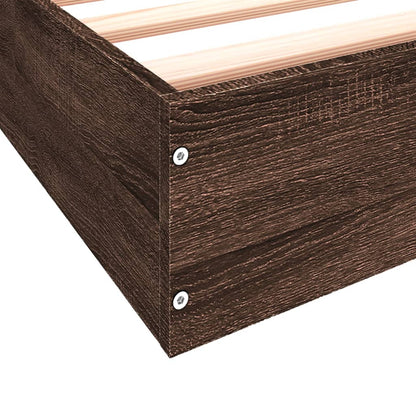 Brown Oak Small Single Bed Frame 75x190 cm - Engineered Wood