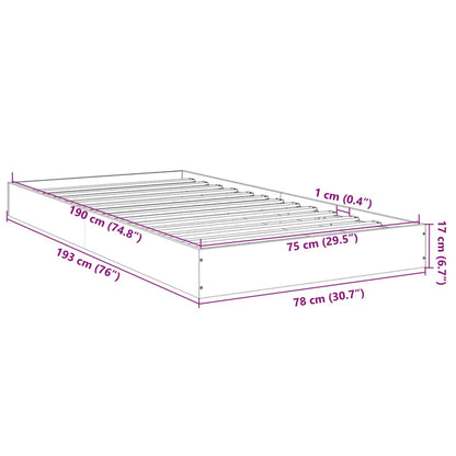 Brown Oak Small Single Bed Frame 75x190 cm - Engineered Wood