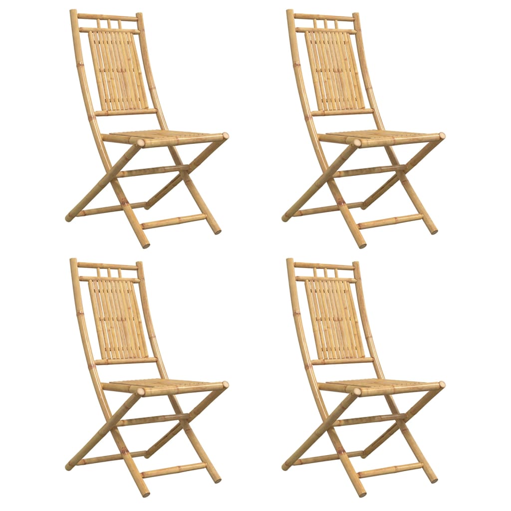 4-Piece Bamboo Folding Garden Chairs, 46x66x99 cm, Natural Finish