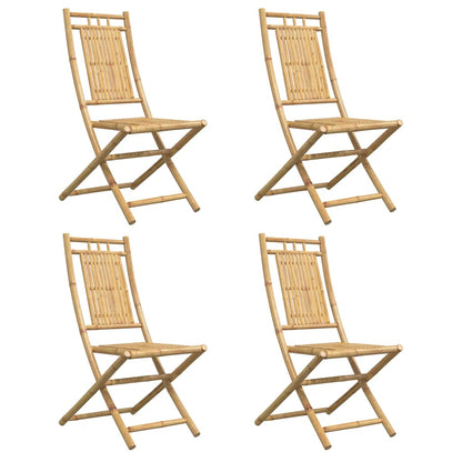4-Piece Bamboo Folding Garden Chairs, 46x66x99 cm, Natural Finish