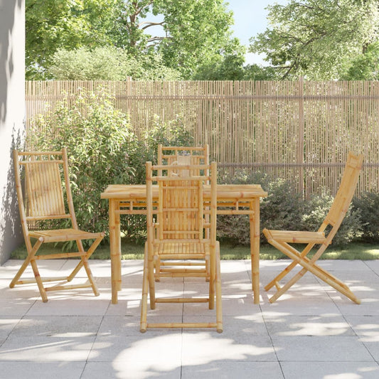 4-Piece Bamboo Folding Garden Chairs, 46x66x99 cm, Natural Finish