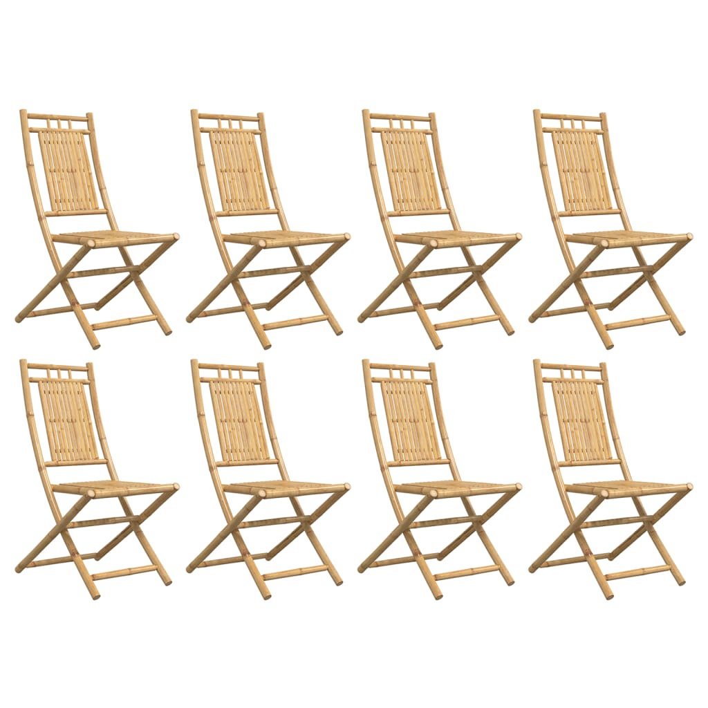 8-Piece Bamboo Folding Garden Chairs Set - Durable & Stylish