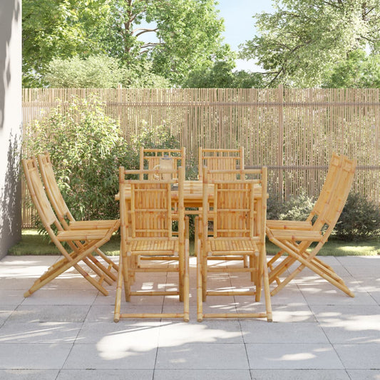 8-Piece Bamboo Folding Garden Chairs Set - Durable & Stylish