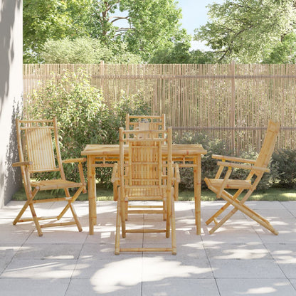 Eco-Friendly Bamboo Folding Garden Chairs Set of 4 - 53x66x99 cm