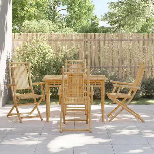 Eco-Friendly Bamboo Folding Garden Chairs Set of 4 - 53x66x99 cm