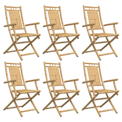 Set of 6 Bamboo Folding Garden Chairs - 53x66x99 cm, Natural Elegance