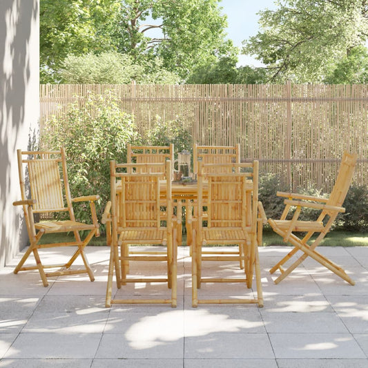 Set of 6 Bamboo Folding Garden Chairs - 53x66x99 cm, Natural Elegance