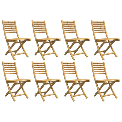 8-Piece Bamboo Folding Garden Chairs Set - 43x54x88 cm
