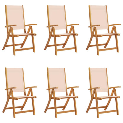6-Piece Acacia Wood & Textilene Folding Garden Chairs Set