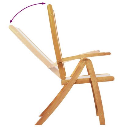 4-Piece Acacia Wood & Textilene Folding Garden Chairs Set