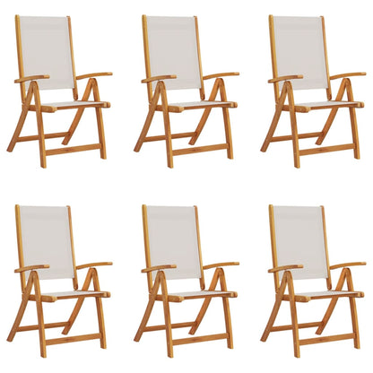 6-Piece Folding Garden Chairs - Solid Acacia Wood & Textilene