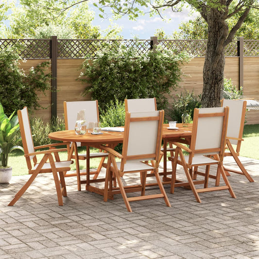 6-Piece Folding Garden Chairs - Solid Acacia Wood & Textilene