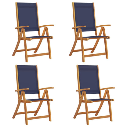 4-Piece Solid Acacia & Textilene Folding Garden Chairs Set
