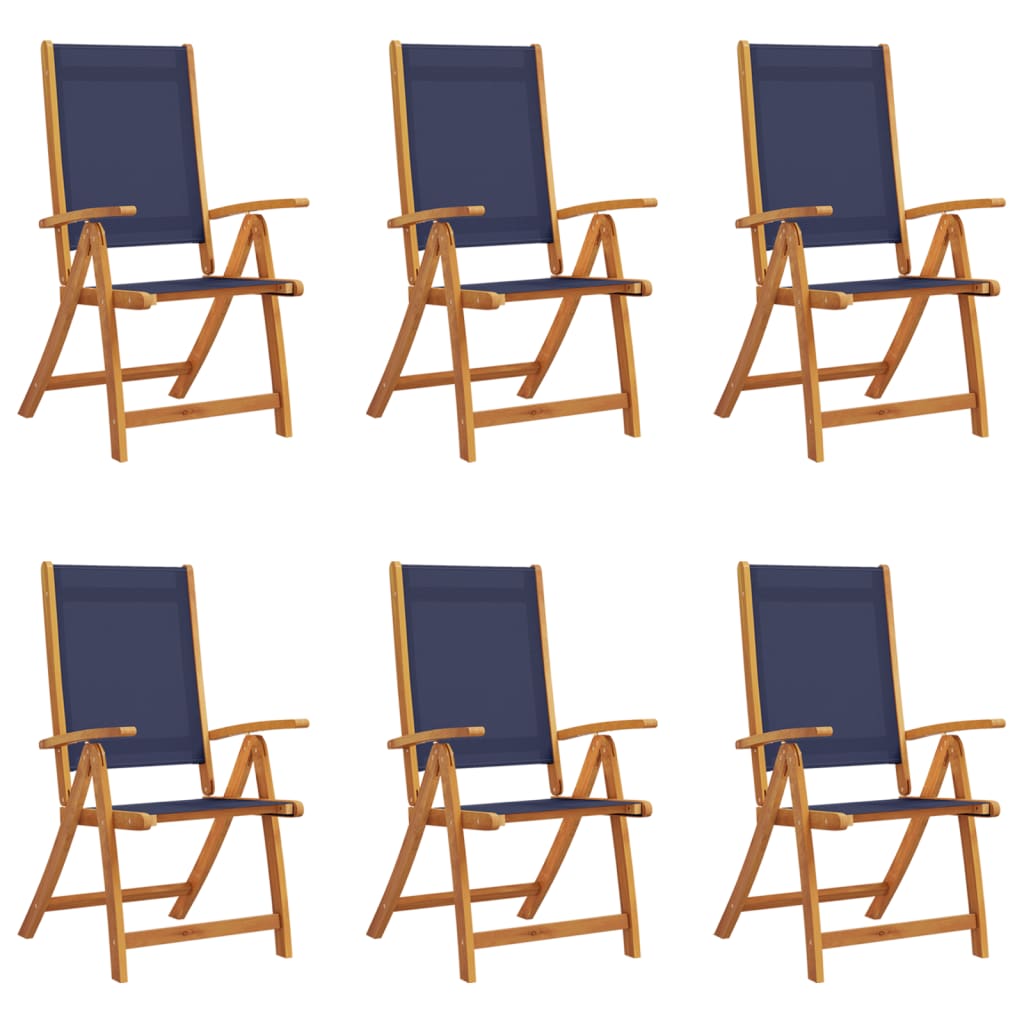 6-Piece Acacia Wood & Textilene Folding Garden Chairs Set