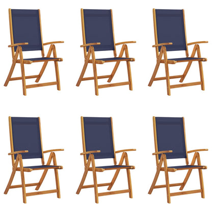 6-Piece Acacia Wood & Textilene Folding Garden Chairs Set