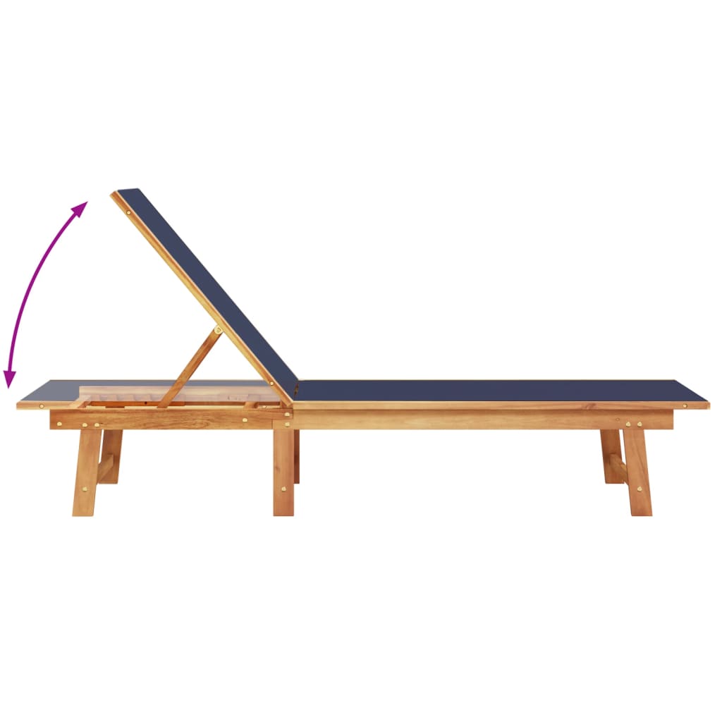 Blue Acacia Wood & Textilene Sun Loungers Set – 2 Pcs