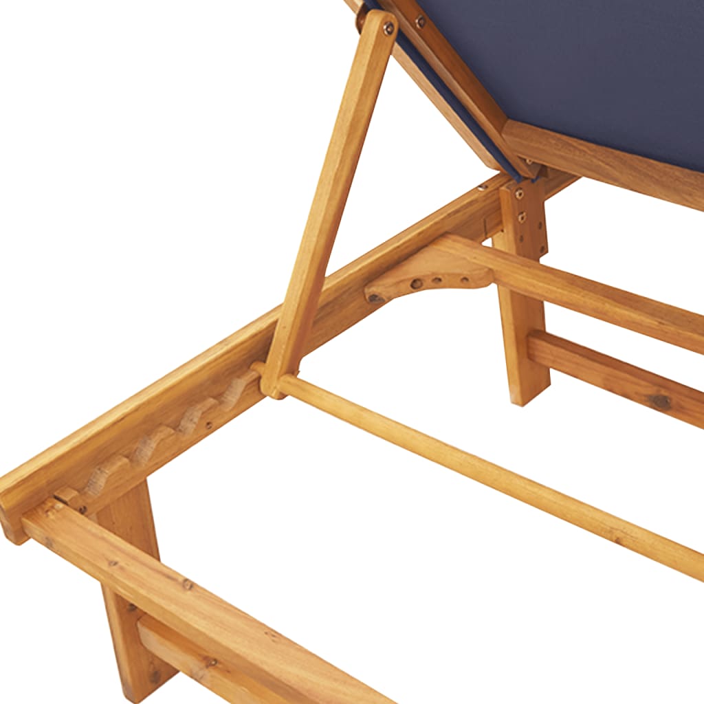 Blue Acacia Wood & Textilene Sun Loungers Set – 2 Pcs