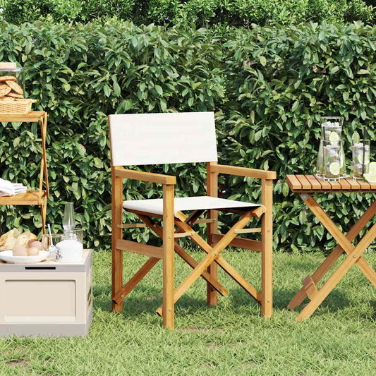 Cream Solid Wood Teak Folding Director's Chair - Elegant & Durable