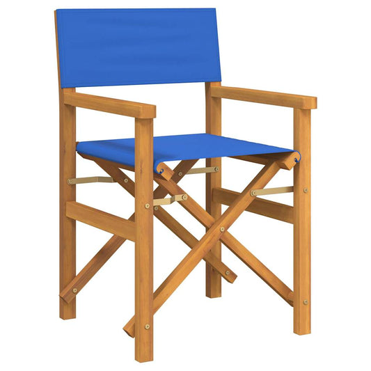 Teak Folding Director's Chair - Solid Wood, Blue Finish