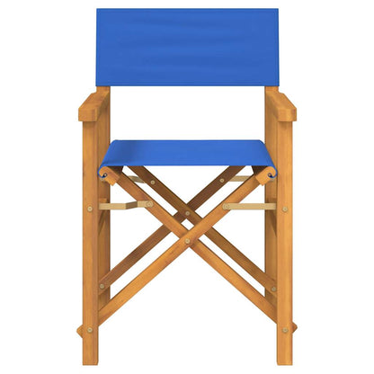 Teak Folding Director's Chair - Solid Wood, Blue Finish