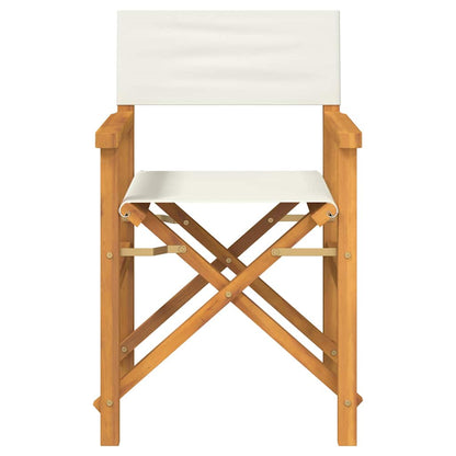 Cream Folding Director's Chairs Set of 2 - Solid Teak Wood