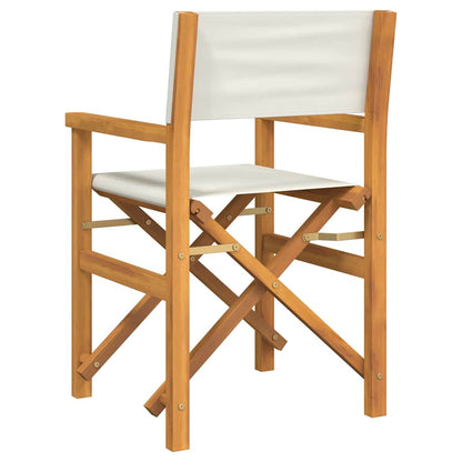 Cream Folding Director's Chairs Set of 2 - Solid Teak Wood