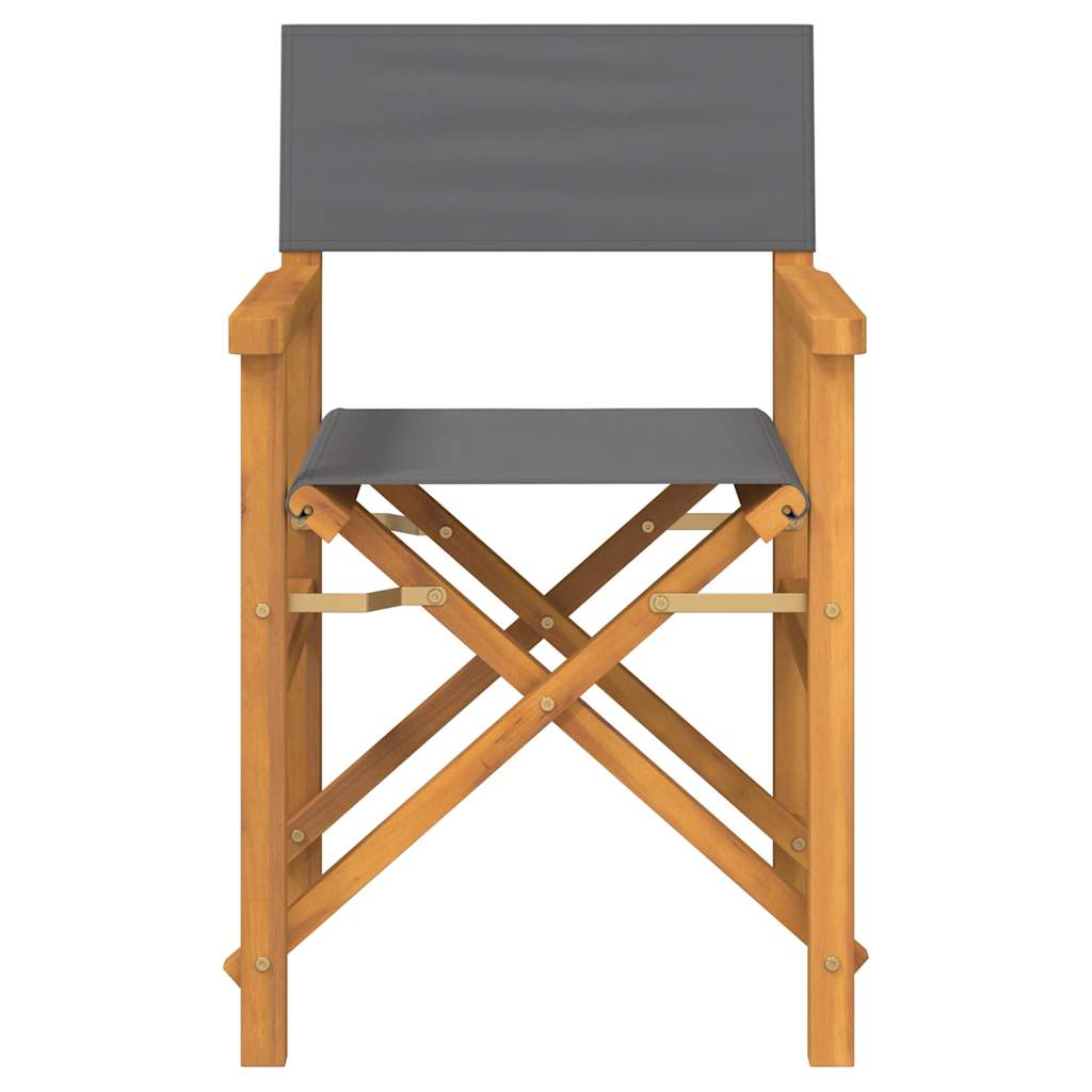 2-Piece Grey Teak Director's Chairs - Foldable Solid Wood Design