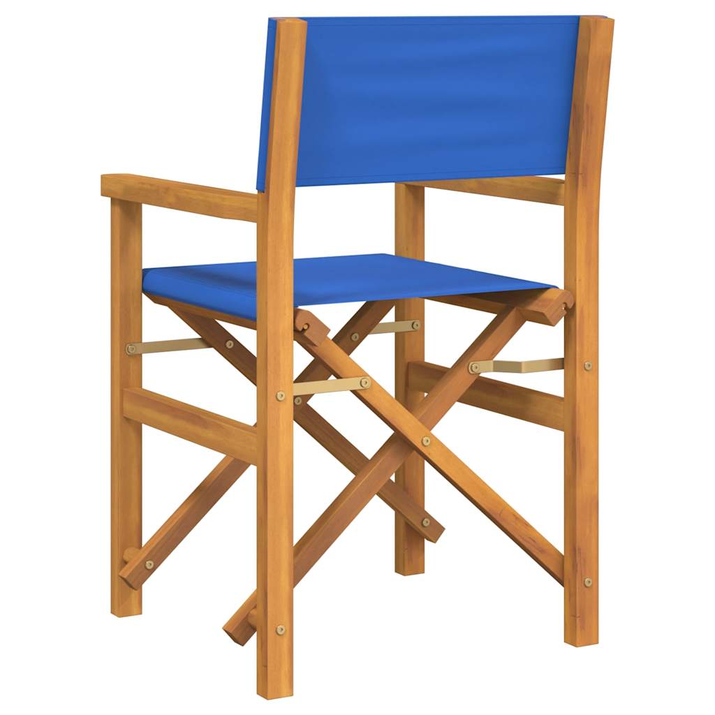 Blue Teak Folding Director's Chairs, Set of 2 - Solid Wood