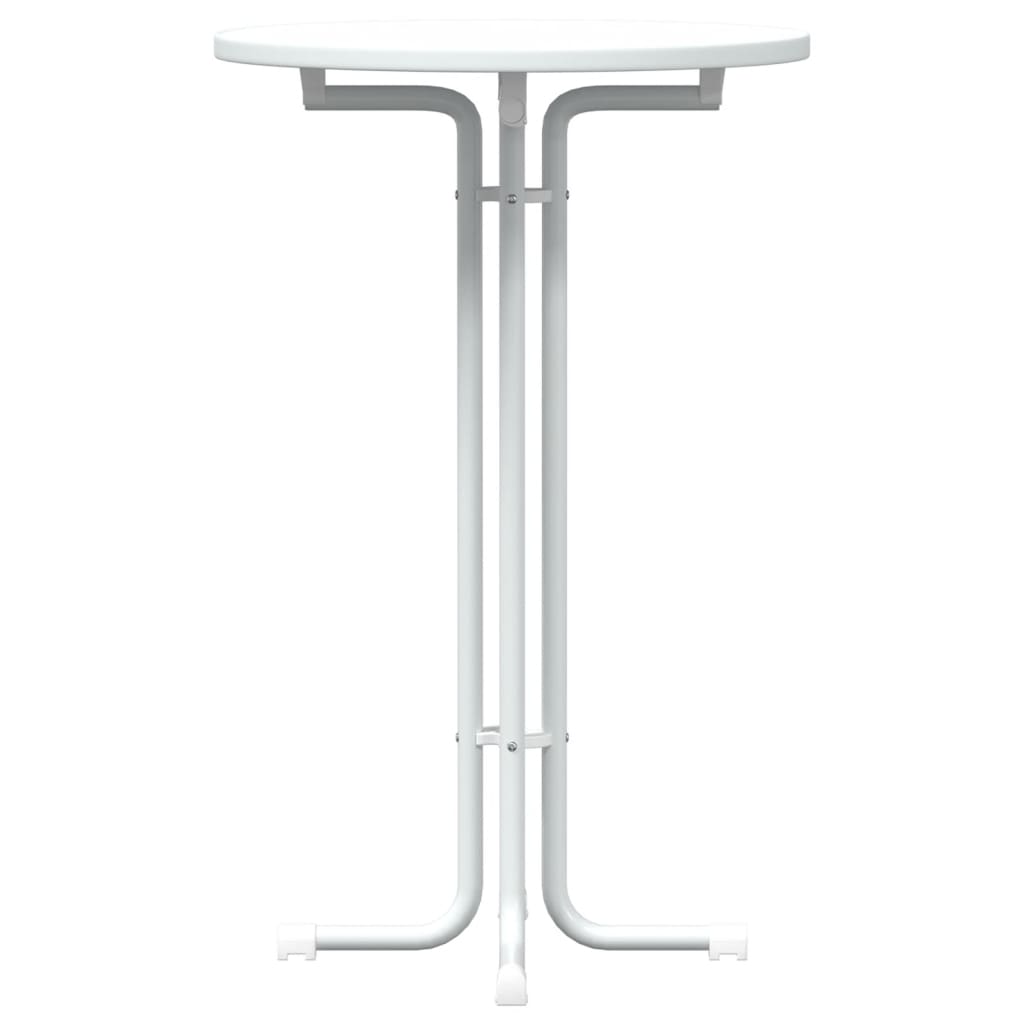 Round White Dining Table Ø70x110 cm - Engineered Wood & Steel