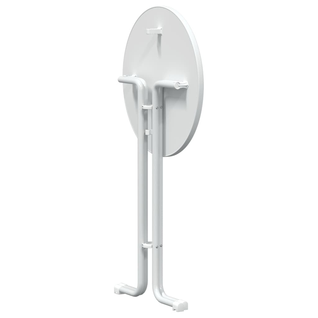 Round White Dining Table Ø70x110 cm - Engineered Wood & Steel