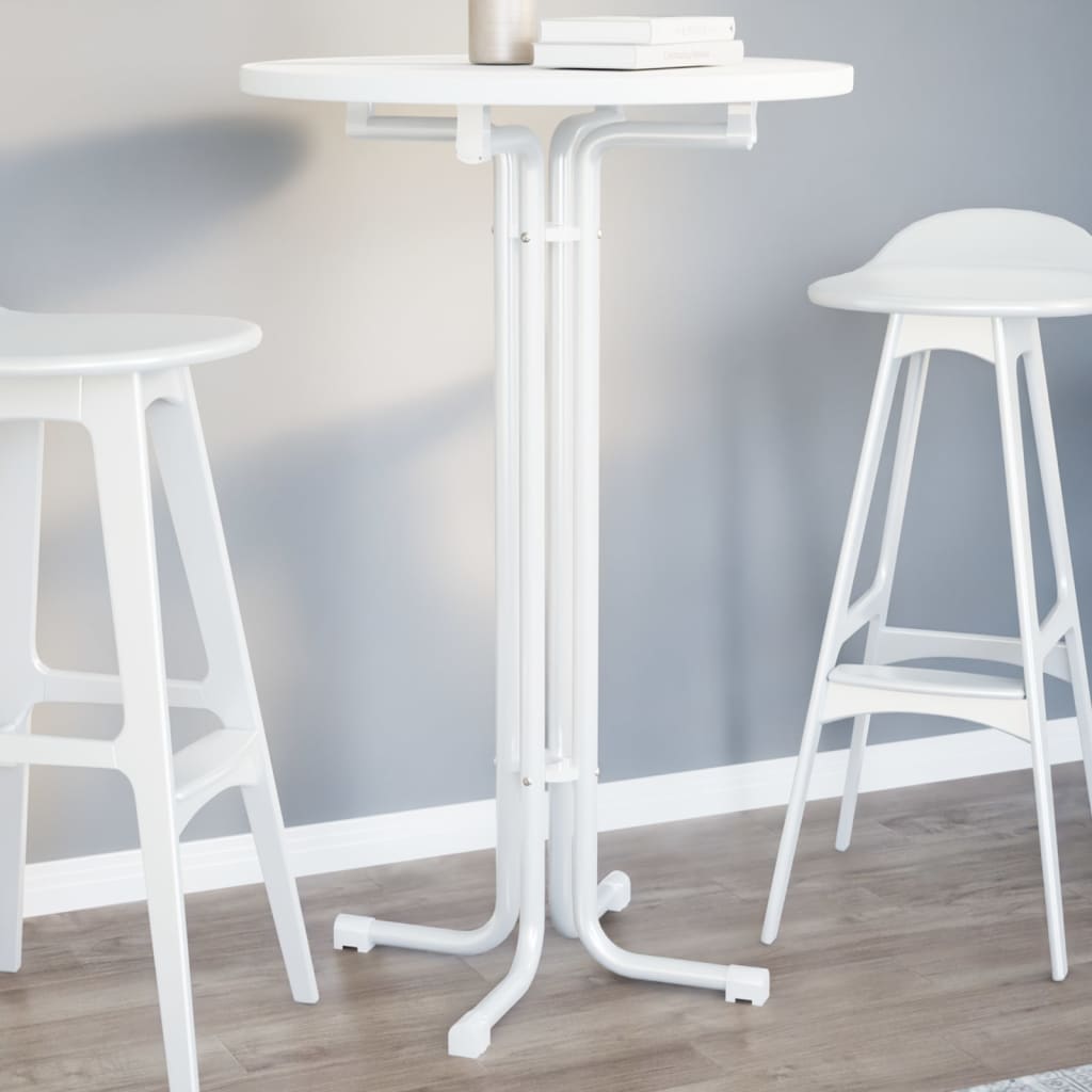 Round White Dining Table Ø70x110 cm - Engineered Wood & Steel
