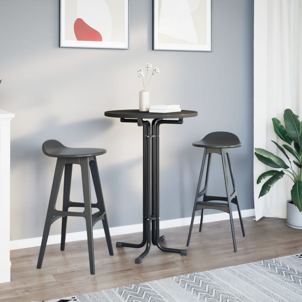 Round Black Dining Table Ø70x110 cm | Engineered Wood & Steel