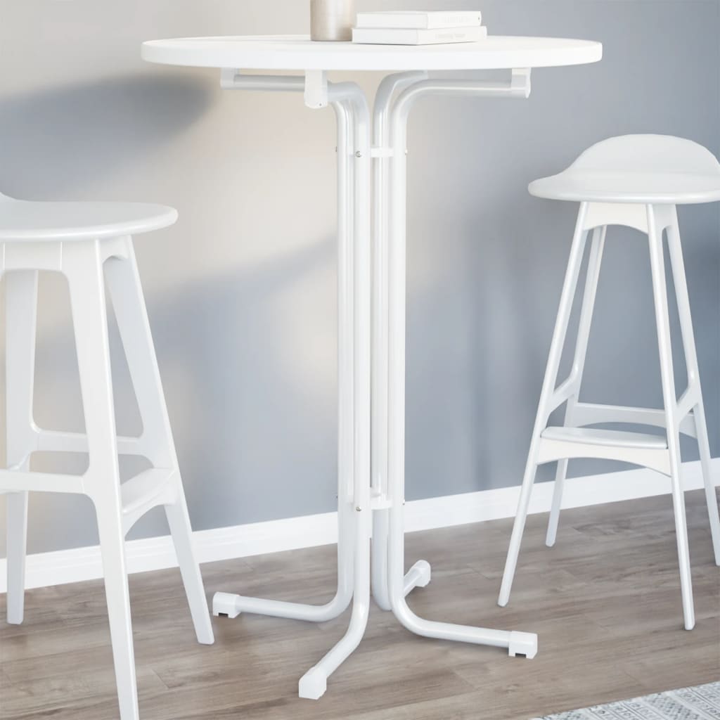 White Round Dining Table Ø80x110 cm - Engineered Wood & Steel