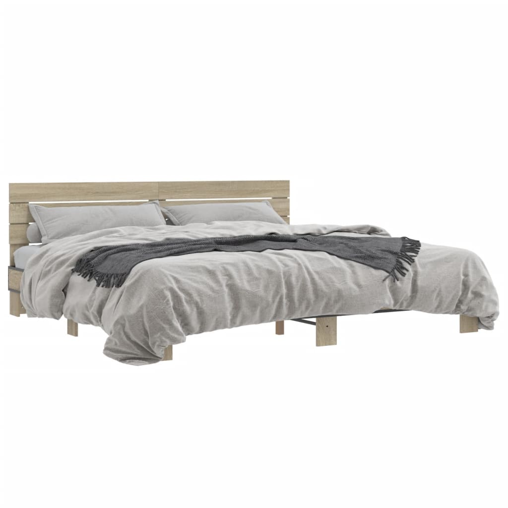 Bed Frame without Mattress Sonoma Oak 200x200 cm