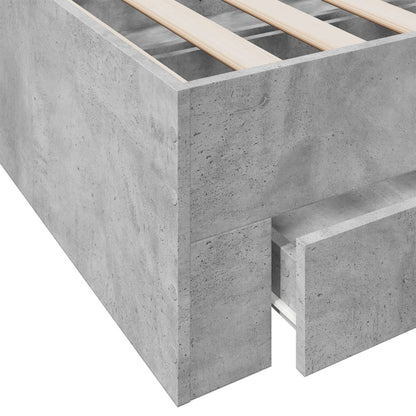 Bed Frame with Drawers without Mattress Concrete Grey 150x200 cm King Size