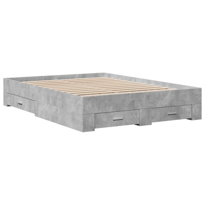 Bed Frame with Drawers without Mattress Concrete Grey 140x190 cm