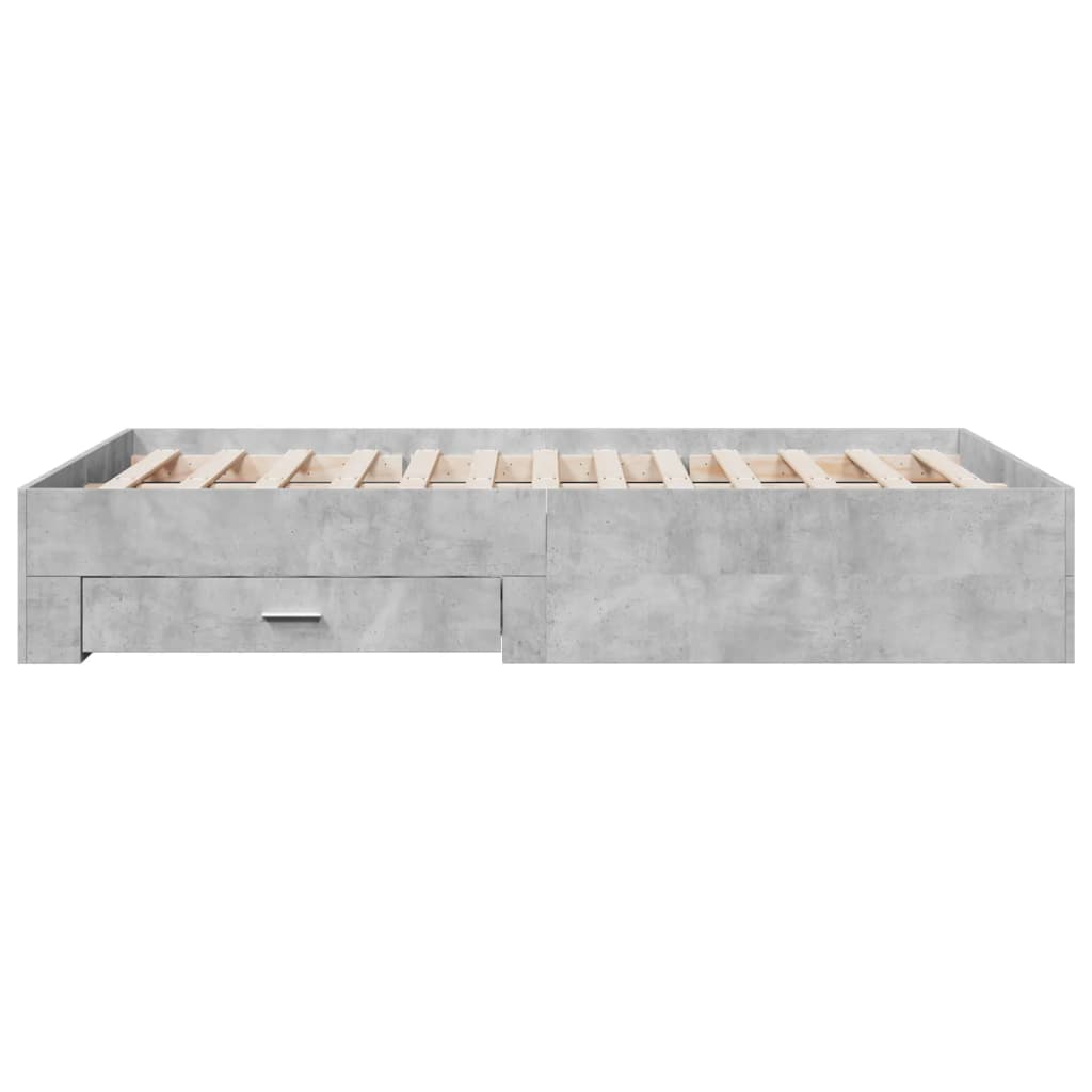 Bed Frame with Drawers without Mattress Concrete Grey 140x190 cm