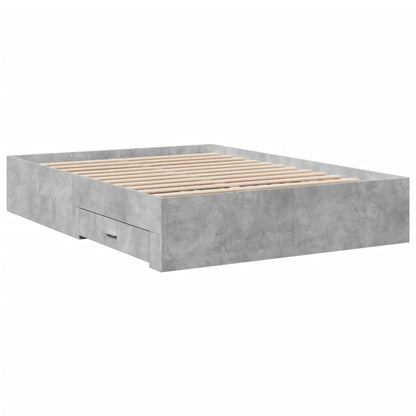 Bed Frame with Drawers without Mattress Concrete Grey 140x190 cm